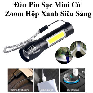 Đèn Pin Mini Hộp Xanh Dài 9cm Pin Sạc Siêu Sáng