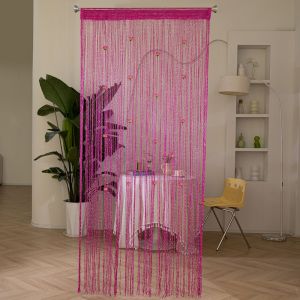 CRNGW Room Divider Rose Flower String Curtain 12M Shiny Door Curtain Window Treatment Solid Color Tassel Window Curtain Home Decor