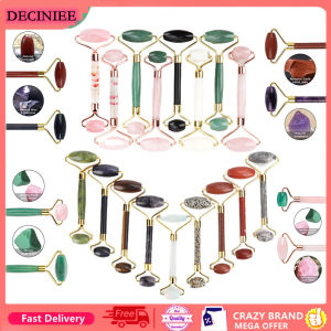 DECINIEE 100% Natural Stone Face Massage Roller Rose Quartz Natural Jade Stone Face Lifting Massage Roller Slimming Thin Face Chin Beauty Skin Care