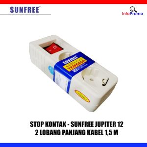 Sunfree Jupiter 12 Stop Kontak 2 Lubang 15 Meter Kabel Asli Tembaga SNI