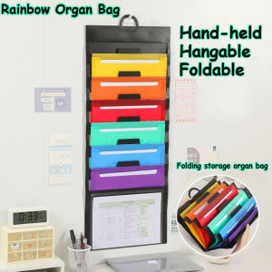 Long File Organizer Wall-Mounted Hanging File Organizer 6-Layer Colorful Foldable Storage Bag