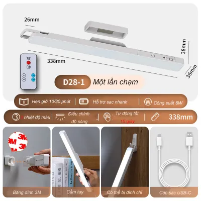 Đèn Led Gắn Bàn Học Tích Điện Đa Năng Đèn Học Dán Tường Có Thể Điều Chỉnh Ánh Sáng