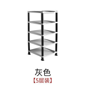The new plastic five-layer shoe rack is assembled at will stacked shoe storage rack is sorted and placed and the shoe rack at the door of the living room is arranged.
