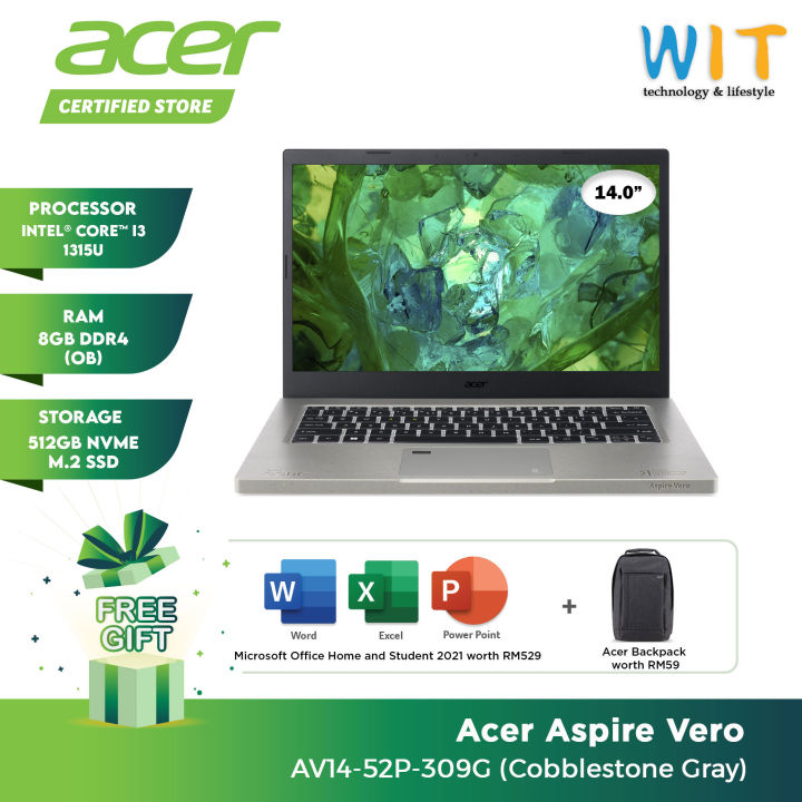 Acer Aspire Vero AV14-52P-309G /Intel Core i3-1315U /8GB RAM /512GB SSD ...