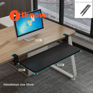 I know Punch-free Large Keyboard TrayErgonomic Clamp Mount Under Desk Mount Slide Tray with Slide-Out Platform Computer Drawer for Typing and Mouse Work
