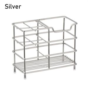 NUBE Stainless Steel Toothbrush Holder Freestanding Base 5-Slot Layout Toothpaste Holder Draining Design No Installation Storage Holder Bathroom Sink