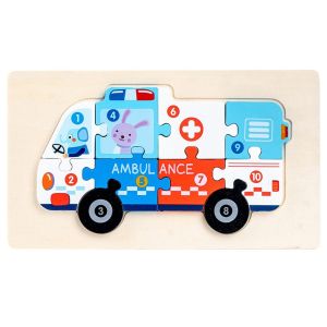 MMLUCK Đáng yêu Quà Tặng trẻ em Xe buýt trường học 3D Tên lửa Hình chữ nhật Cảnh sát Ghép Hình Xe Đồ chơi giáo dục sớm Trò chơi giải đố thông minh Đồ chơi xếp hình bằng gỗ cho trẻ em