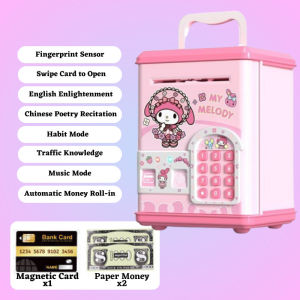 COD ATM Celengan Labubu Kuromi Mesin Buka Kunci dengan Kata Sandi Sidik Jari Kartu Koin Musik Celengan Tabungan Uang Kotak Penyimpanan Popmart