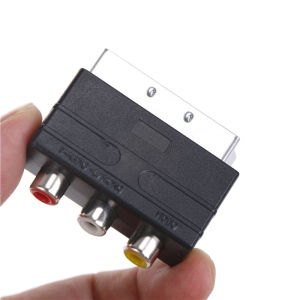 YAFEN SCART To 3 RCA Composite Phono Adaptor Converter + In / Out Switch