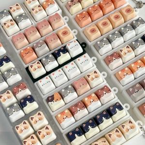YESMILE 2/3/4/6/9 Keys Anti-stress Toy Pendant Mechanical Keyboard Cat Fidget Keychain Relaxing Pass The Time Decompression Keyring Children Adults