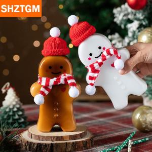 [COD] SHZTGM ถ้วยใส่เครื่องดื่มแบบพกพาสำหรับมนุษย์ขนมปังขิงน่ารักขวดใส่น้ำชานมในครัวของขวัญคริสต์มาสคู่