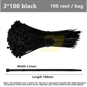 Durable Nylon Cable Ties Heavy Duty Zip Ties Cable Strap (Black 100PCS / Pack)
