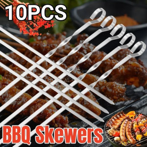 10/20/30PCS Stainless Steel Barbecue Skewer Reusable BBQ Skewers Kebab Iron Stick For Outdoor Camping Picnic Tools Cooking Tools