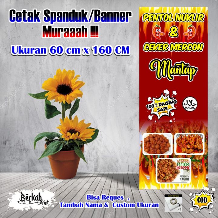 Spanduk Banner Pentol Mercon & Ceker Mercon Ukuran 60 cm x 160 cm ...