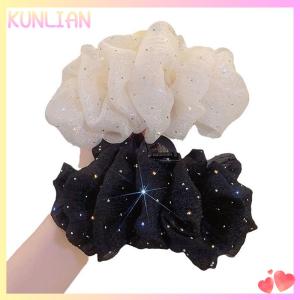[KUNLIAN] Summer Sweet Mesh Tulle Star Bubble Hair Claw Clips For Women Solid Ponytail Clip Headdress Accessories