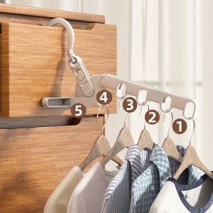 Foldable 5-Hole Clothes Drying Rack Wall-Mounted Travel Clothes Hanger 45°/90° Adjustable Folding Clothes Drying Rack