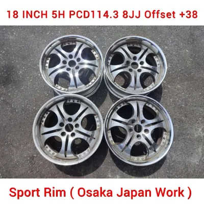 OSAKA JAPAN WORK Sport Rim 18 Inch 5H PCD114.3 8.0JJ Offset +38 ( Made In Japan )