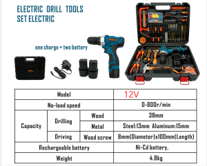 {SG} Electrical tool kit for home box 117pcs lithium electric tool set professional tools set with one Charge +two Battery {Ready Stock Fast Delivery and Warranty}
