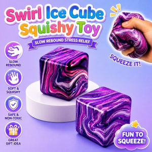 Needoh Stress Relief Swirl Ice Cube Squishy Toy Flow Pattern Maltose Pinch Squeeze Toy for Gift
