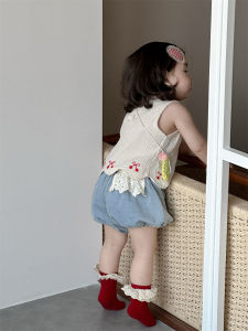 Baby summer clothes lightweight style 2026 Summer Korean-style childrens clothing girls vest T Denim romper set