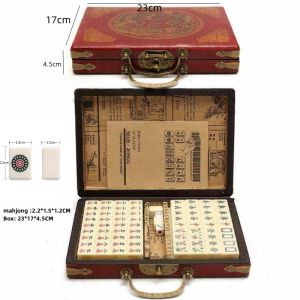 Portable Mahjong Chinese Traditional Mahjong Set,Vintage Mahjong Rare 144 Entertainment With English Instructions Travel Size 22MM