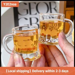【Local shipping】 1PC 2oz Beer Cup Small Handle Plastic Whisky Mini For Party Mug Glass Barware Kitchen Dining Bar Home Garden Decoration