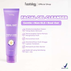 𝗝𝗨𝗡𝗞𝗜𝗘 𝗠𝗔𝗞𝗘𝗨𝗣 - FACETOLOGY Triple Care Facial Gel Cleanser 100 ml Sabun Cuci Muka Gentle Low PH Oat Sensitive Skin