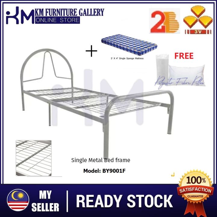 KM Furniture Gallery 2B by 3V Single Metal Bed Frame (BY9001F) With