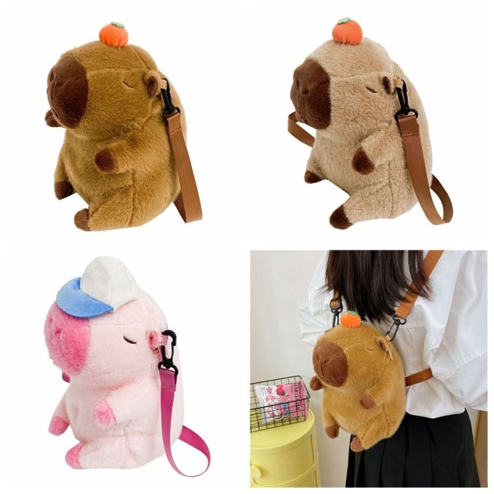 Capybara Plush Lpitoy Cute Capybara Backpack, Plush Capybara Backpacks, Bookbag, Cartoon, Stylish Daypack, School Bag For Girls, Students, Gifts For Capybara Lovers Plush Backpack