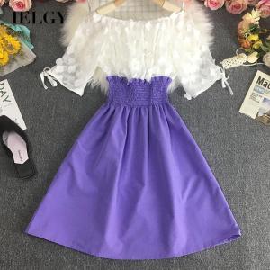 IELGY Đầm Ngắn Tay Mỏng Và Eo Khâu Hoa Ba Chiều Vải Voan Ngọt Ngào Cho Nữ