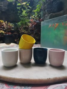 Gelas Teh Kopi Keramik Warna dengan Warna-warni Ceria - Kitchenware