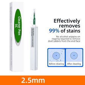NEXTYOO Làm sạch chỉ với một cú nhấp chuột Bút làm sạch sợi quang Bộ chuyển đổi 2.5mm 1.25mm Dụng cụ vệ sinh Dụng cụ làm sạch đầu nối cáp quang Chuyên nghiệp Có thể tái sử dụng Máy làm sạch bề cuối Cho SC FC ST LC MU Bảo trì cáp quang
