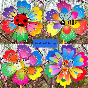 MELODI Multistyles Sunflower Windmill Diameter 20/36cm PVC Cartoon Shaped Insect Windmill High Quality Hand Held Rotating Stake Standing Lawn Flower Pinwheel Outdoor Party Picnic Decor