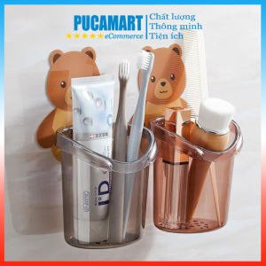 [HCM]Cốc Gấu Đựng Bàn Chải Kem Đánh Răng  Để Xà Phòng Vật Dụng Cá Nhân Chất Liệu Nhựa ABS Cao Cấp Có Lỗ Thông Khí Tránh Nước Động Chịu Lực Cao - PucaMart