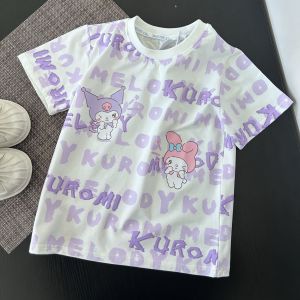 COD Pakaian Kanak-Kanak Kuromi Nipis Kartun Perempuan 2025 Baju Atasan Lengan Pendek Leher Bulat Kanak-kanak Baru Musim Panas T Baju a Puteri CNN