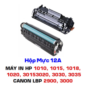 Hộp mực in HP 1010/1020 - Canon 2900 (Q2612A/CRG303/FX9) Có Lỗ Đổ Mực Và Lỗ Đổ Mực Thải Bên Ngoài - Hộp Mực 12A