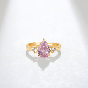 Viv Bea Personality Simple and Creative Water Droplet Proposal Ring Daily Fashion Accessories For Women Birthday Valentines Day Gift Holiday Gifts With Box