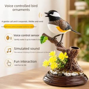 HCHC MALL Electric Simulation Simulation Bird Toy Sound Voice Control Induction Birdcage Voice Control Bird Creativity Cute Decorative Sound-producing Bird Pet Bird Cage