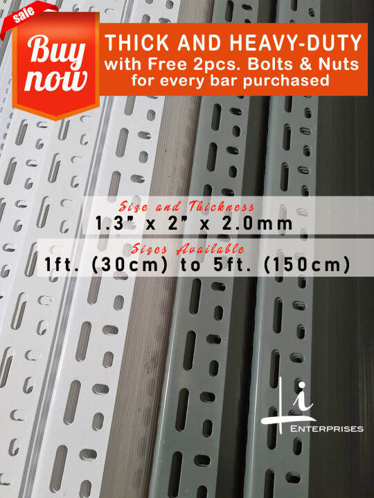 Heavy-duty Slotted Angle Bars 1.3" X 2" X 2.0mm (1 Ft To 5ft) With FREE ...