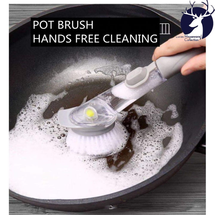 2in1 MULTIPURPOSE CLEANING BRUSH KITCHEN POT BRUSH SCRUB FLOOR BRUSH AUTOMATIC LIQUID FILLING DISH WASHING BRUSH BOWL PLATE BRUSH