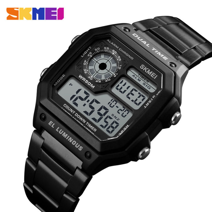 Ready Stock】SKMEI New Men Digital Watch Sports Stainless Steel