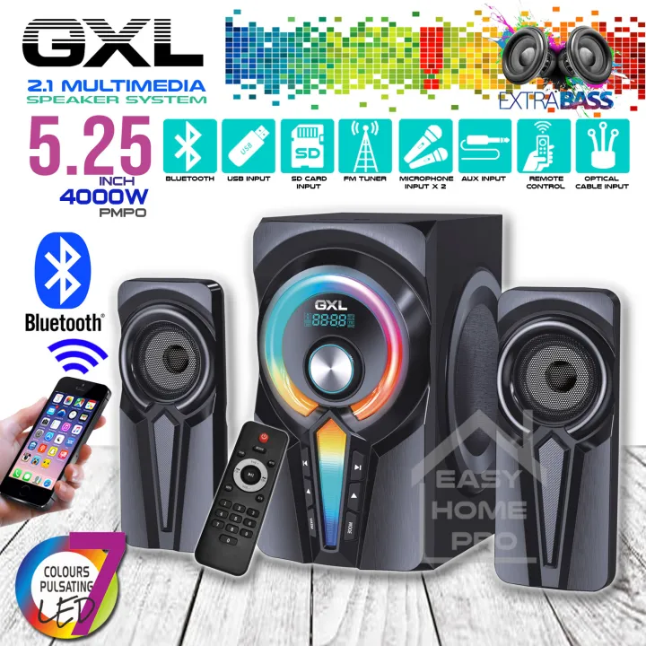 GXL GL-5200TKUSB 2.1 Multimedia Speaker System with USB/SD/FM Tuner/Remote Control/Karaoke/Bluetooth Receiver Function for Computer/TV/DVD Player/Mobile Phone
