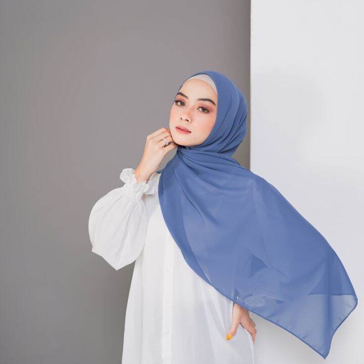 Hijab Pashmina Ceruty Bebydoll/pashmina Ceruty Bebydoll Warna Denim ...