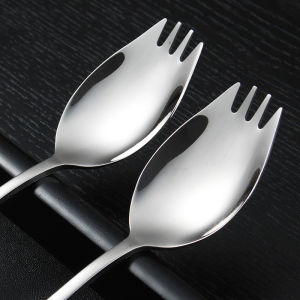 [Eqrbtl] 304 Stainless Steel Fork Household Spork Spoon One Salad Spoon Cake Fruit Fork Western Fork Tableware