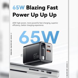 65W GaN PD Fast Charger 3in1 Retractable Type-C Cable | Super Fast USB C Pengecas Pantas for Laptop iPhone 15 16 Samsung Huawei