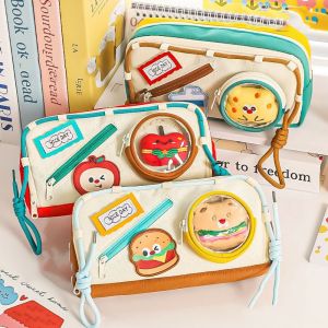 ZOATAAL ความงามสวยงาม กล่องใส่ดินสอแฮมเบอร์เกอร์ จุได้มาก อาหารอร่อยๆ กล่องจัดระเบียบกระเป๋า กล่องใส่ดินสอ แบบพกพาได้ กระเป๋าเคสโรงเรียน กลับไปโรงเรียน