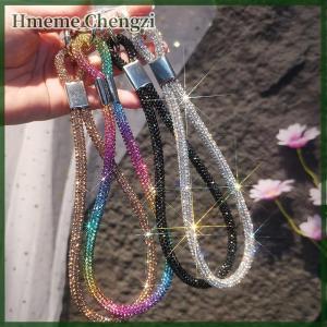 Hmeme Luxury Mobile Phone Wrist Straps Glitter Rhinestone Phone Lanyard Keychain Hanging Anti-lost Rope