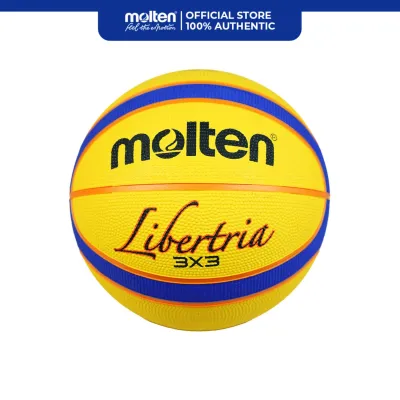 Molten Libertria B33T2000 3x3 Basketball with 12 Panel design and Rubber Cover (Yellow/Blue)