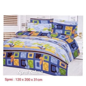 Sprei Bunga katun Kasur No 3 Extra Single Super Single Size Ukuran 120x200 Tinggi 30 Lebih Sprei Corak Motif Bunga Biru