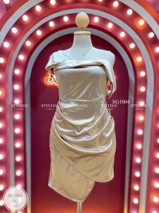 ES1004 เดรส ออกงาน สำหรับสาวอวบ #สาวพลัสไซส์ ชุดเดรส ชุดเพื่อนเจ้าสาว ผ้าซาตินเงา สวย เกรดพรีเมี่ยม